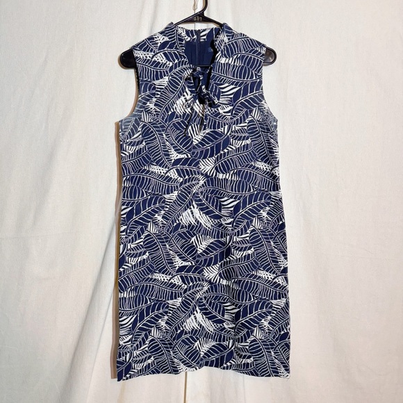 Brooks Brothers // Blue, white Palm Print shift mini dress size 6 MAR2 - Picture 1 of 10